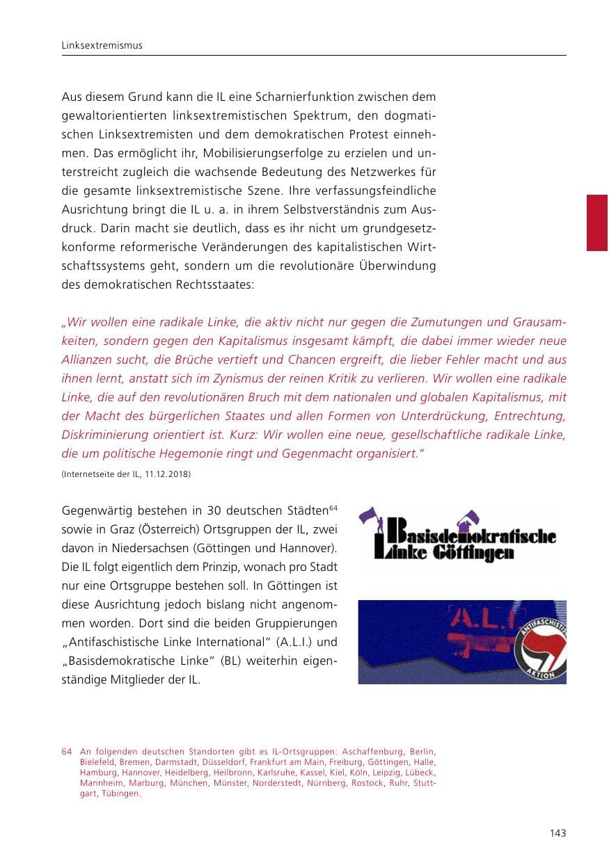 Seite 145 des Verfassungsschutzbericht 2019 Niedersachsen