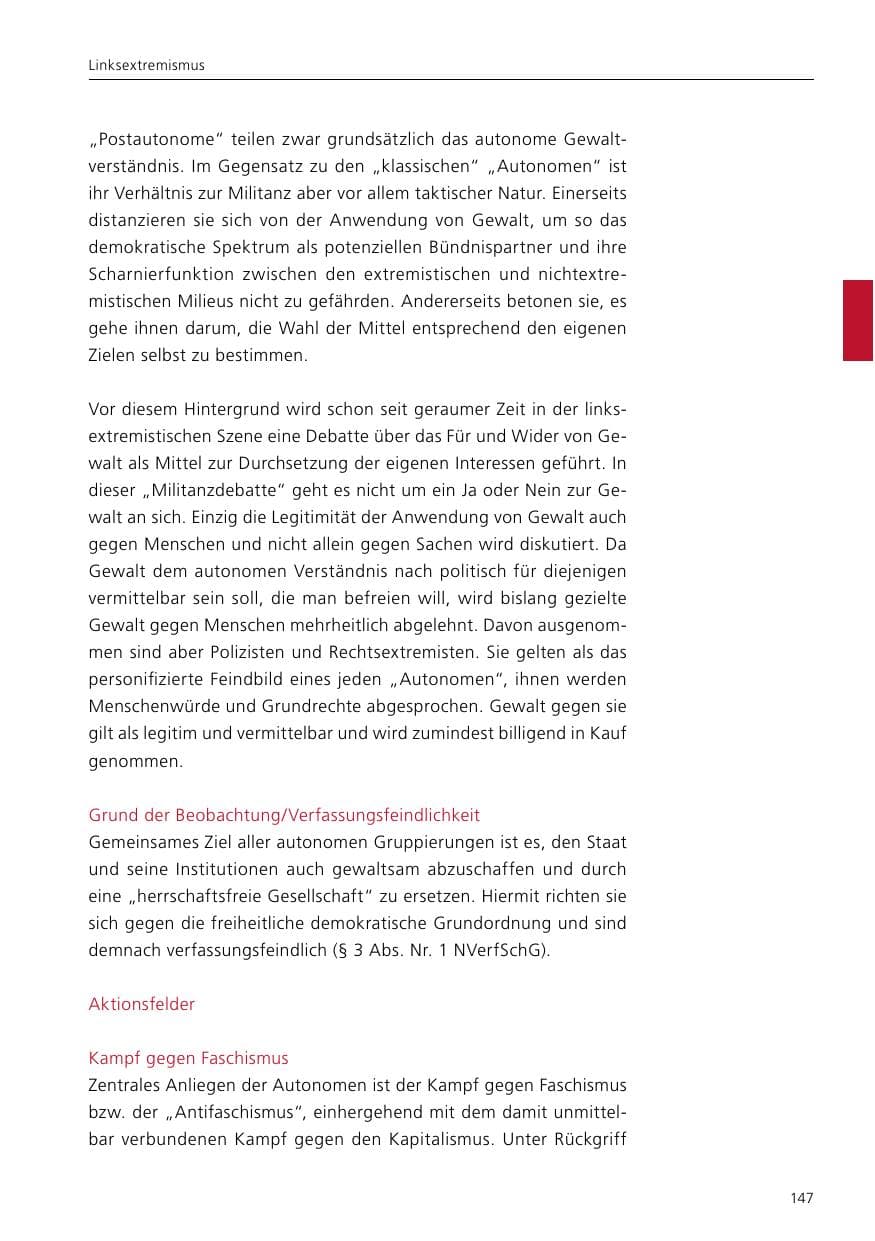 Seite 149 des Verfassungsschutzbericht 2019 Niedersachsen