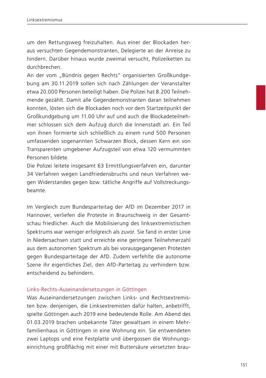 Seite 153 des Verfassungsschutzbericht 2019 Niedersachsen