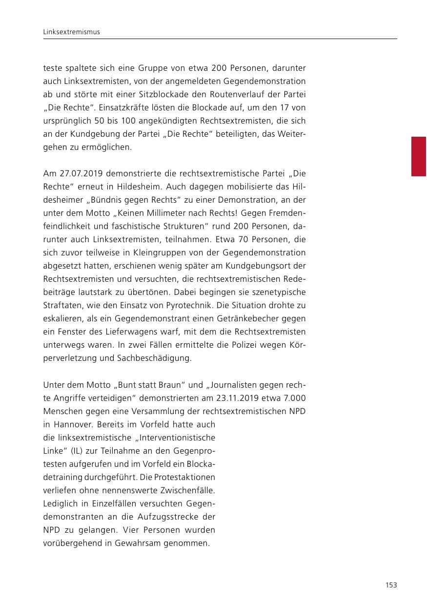 Seite 155 des Verfassungsschutzbericht 2019 Niedersachsen