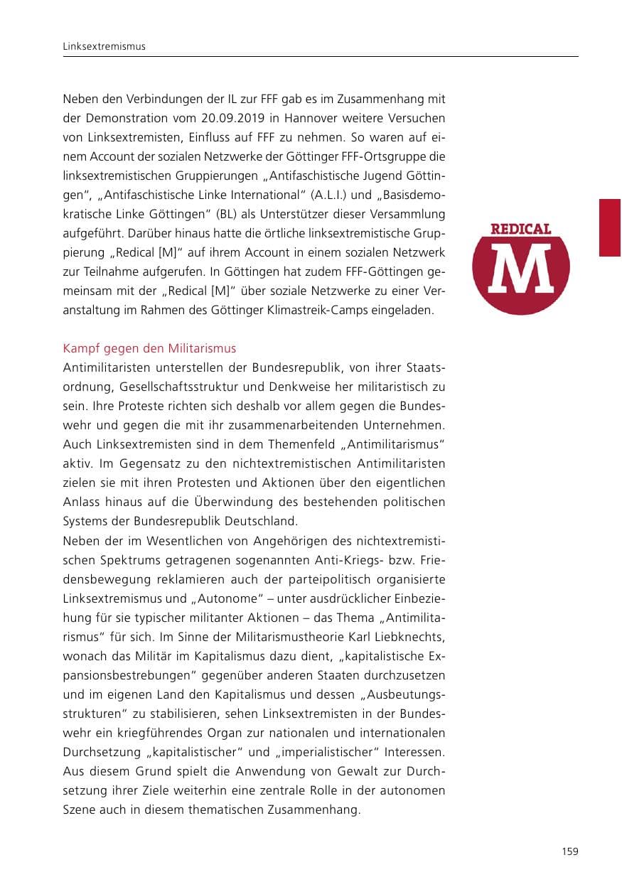 Seite 161 des Verfassungsschutzbericht 2019 Niedersachsen