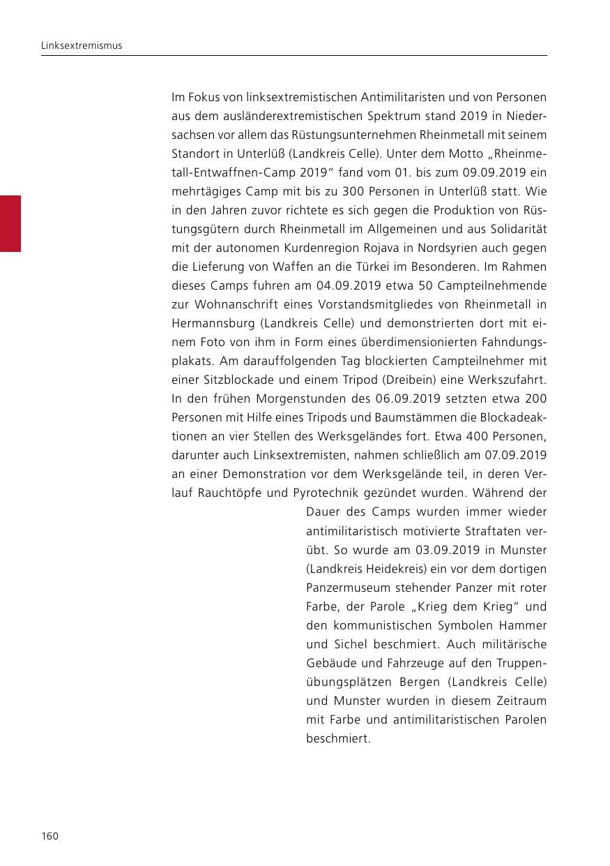 Seite 162 des Verfassungsschutzbericht 2019 Niedersachsen