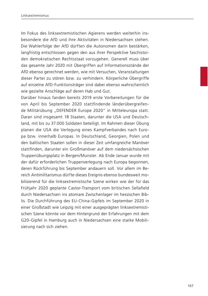 Seite 169 des Verfassungsschutzbericht 2019 Niedersachsen