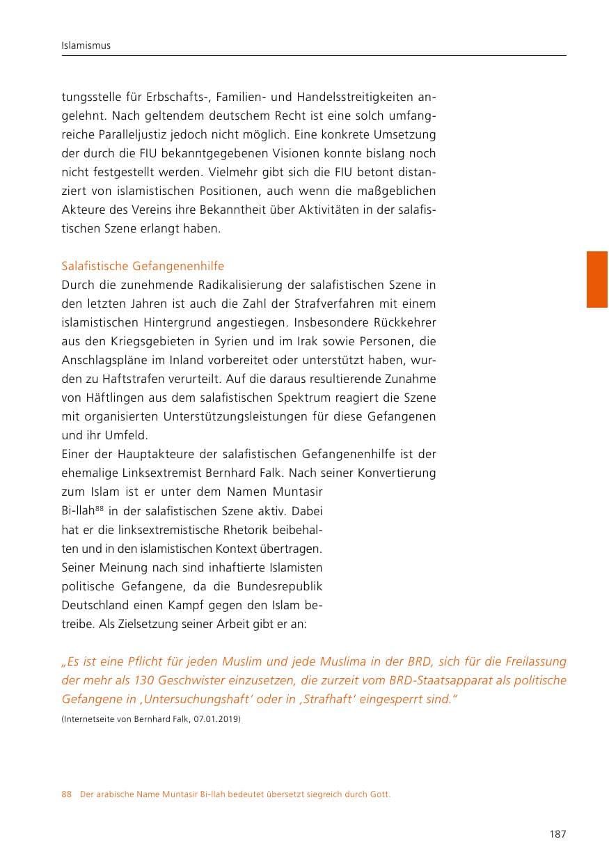 Seite 189 des Verfassungsschutzbericht 2019 Niedersachsen