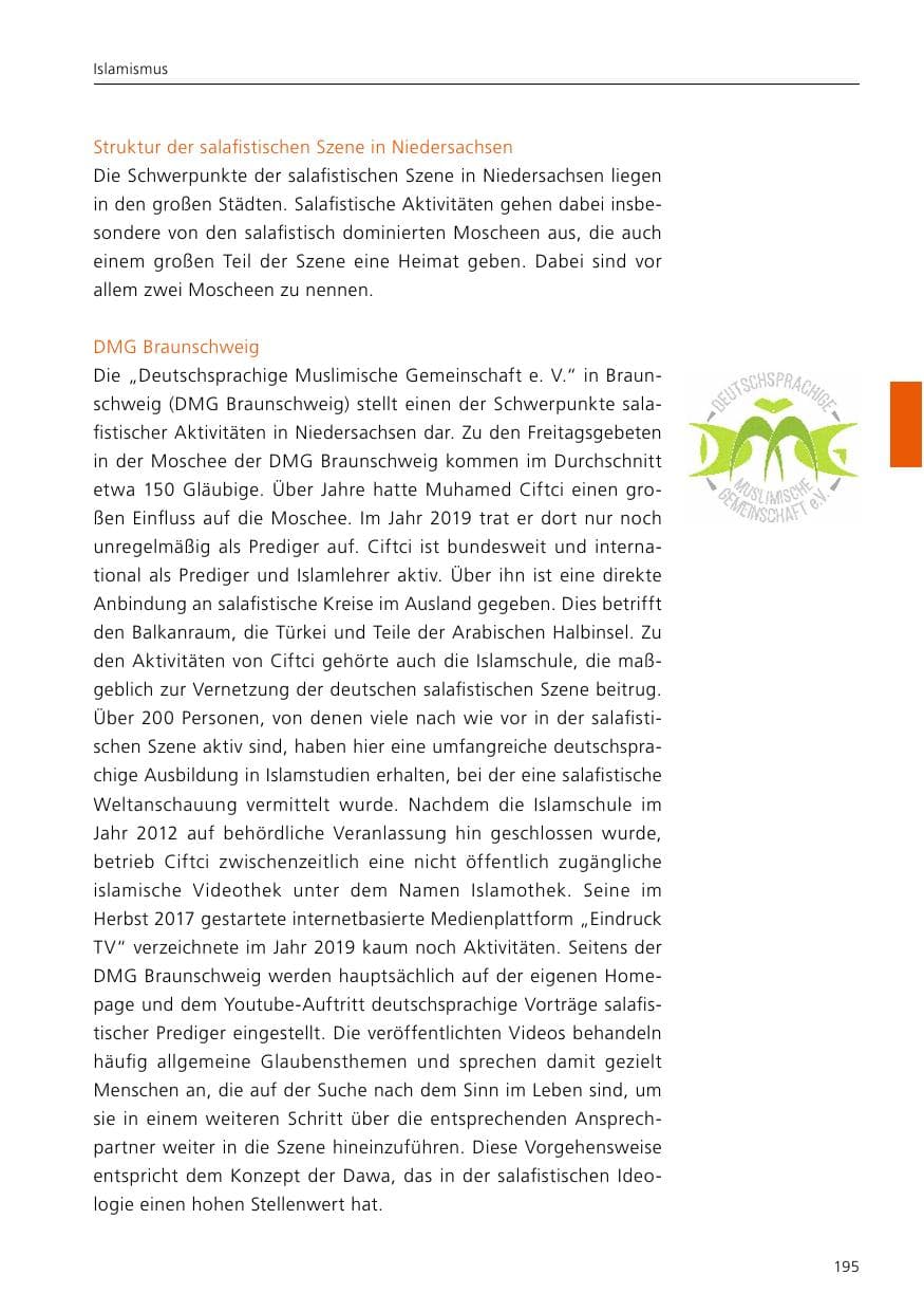Seite 197 des Verfassungsschutzbericht 2019 Niedersachsen