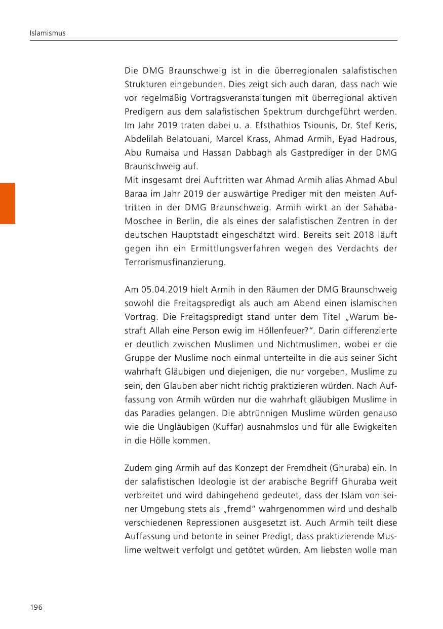 Seite 198 des Verfassungsschutzbericht 2019 Niedersachsen
