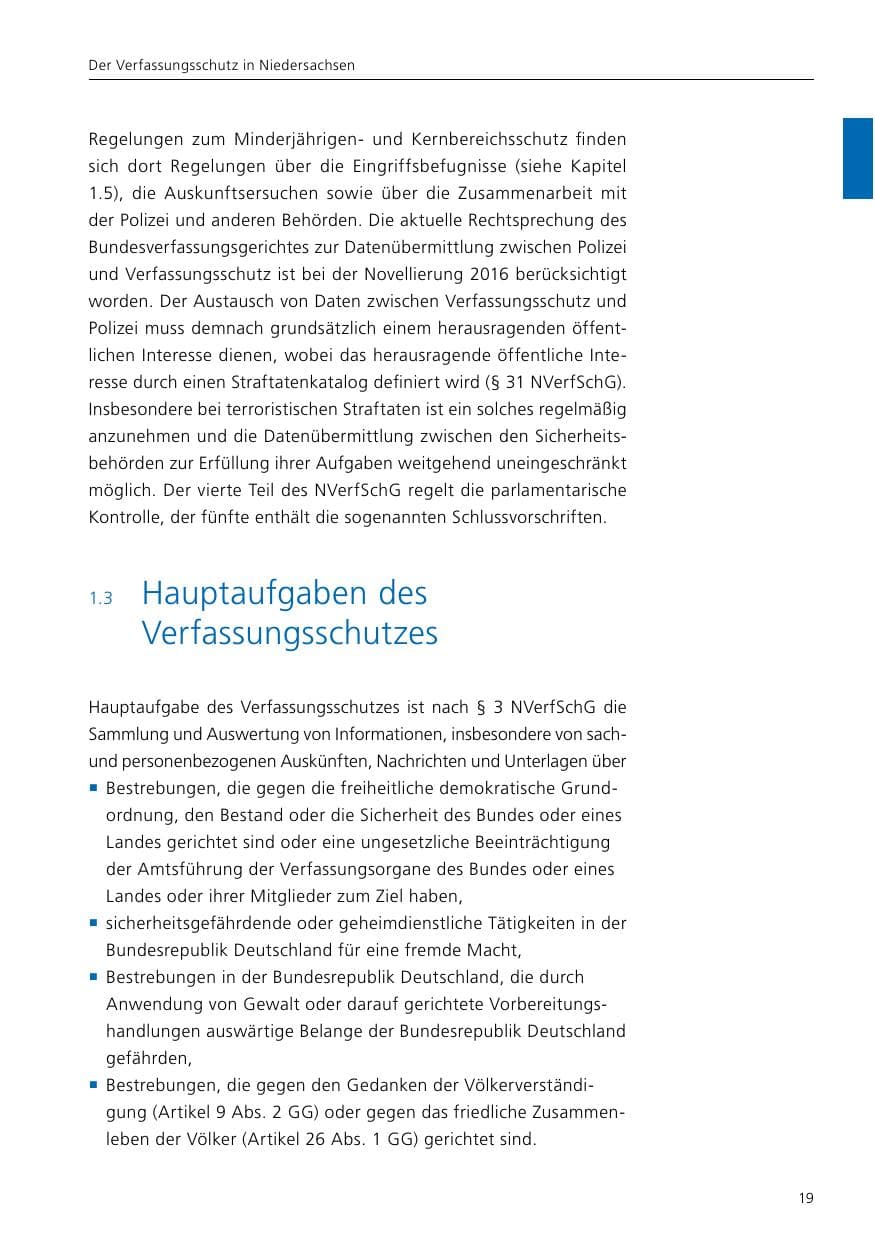 Seite 21 des Verfassungsschutzbericht 2019 Niedersachsen