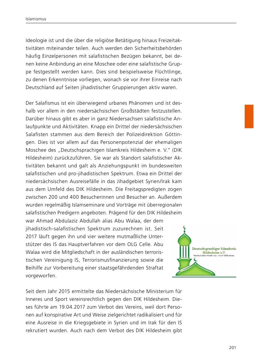 Seite 203 des Verfassungsschutzbericht 2019 Niedersachsen