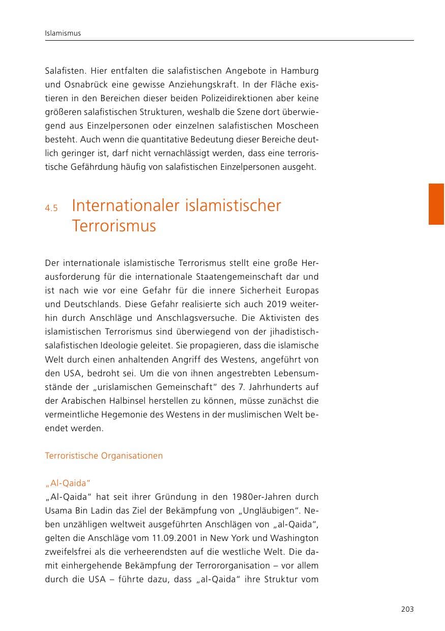 Seite 205 des Verfassungsschutzbericht 2019 Niedersachsen
