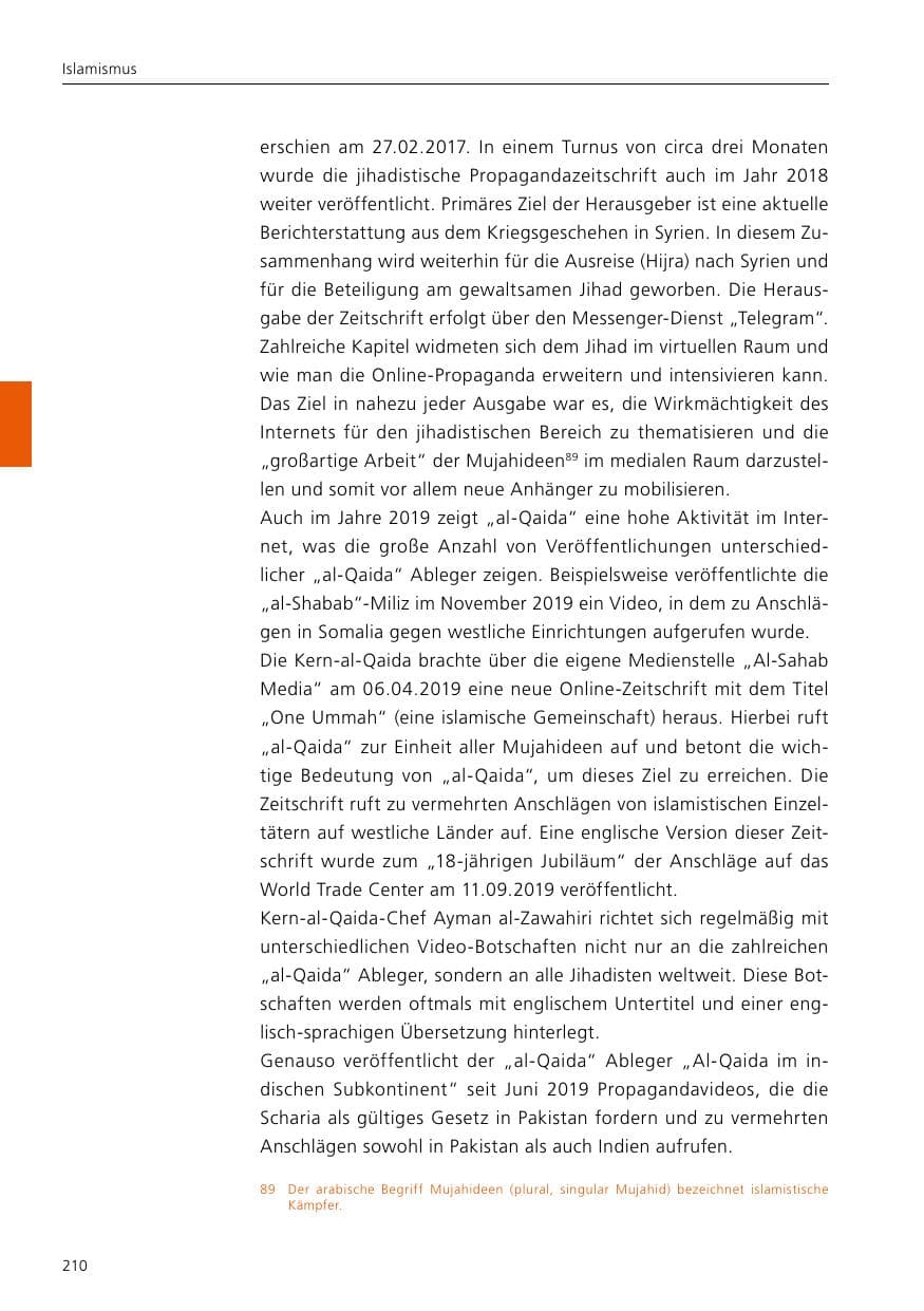 Seite 212 des Verfassungsschutzbericht 2019 Niedersachsen