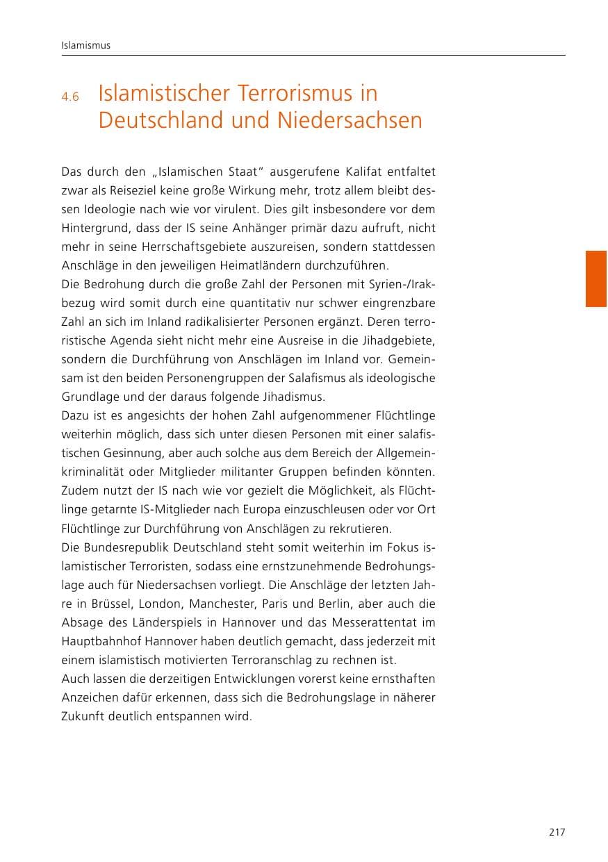Seite 219 des Verfassungsschutzbericht 2019 Niedersachsen