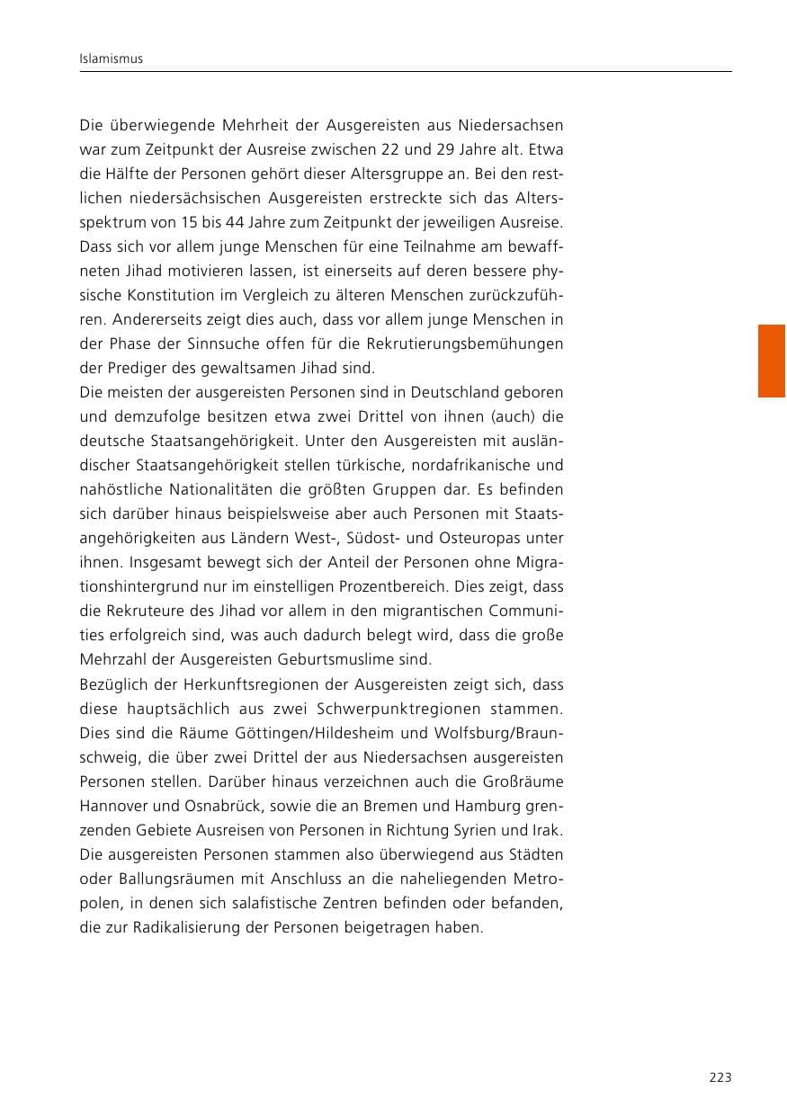 Seite 225 des Verfassungsschutzbericht 2019 Niedersachsen
