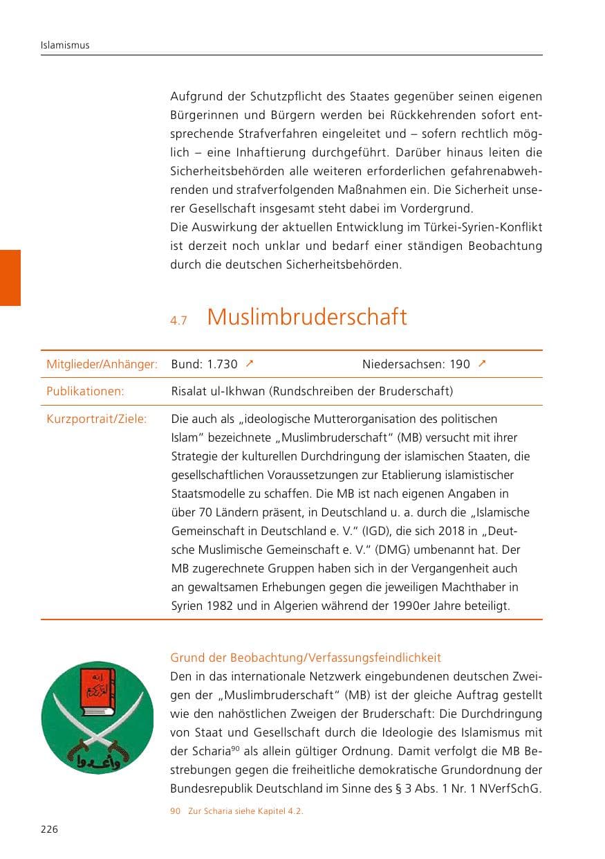 Seite 228 des Verfassungsschutzbericht 2019 Niedersachsen