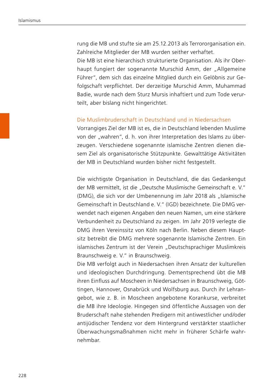 Seite 230 des Verfassungsschutzbericht 2019 Niedersachsen