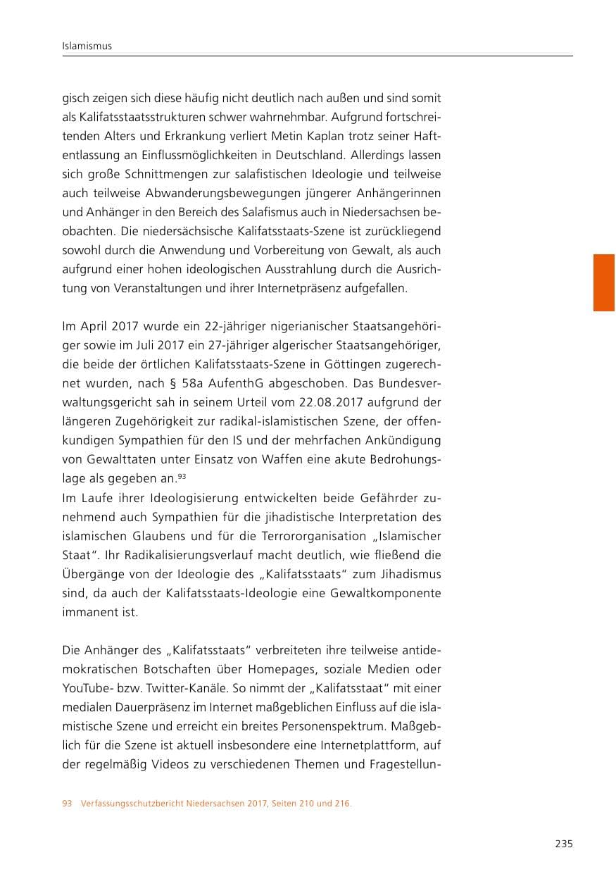 Seite 237 des Verfassungsschutzbericht 2019 Niedersachsen