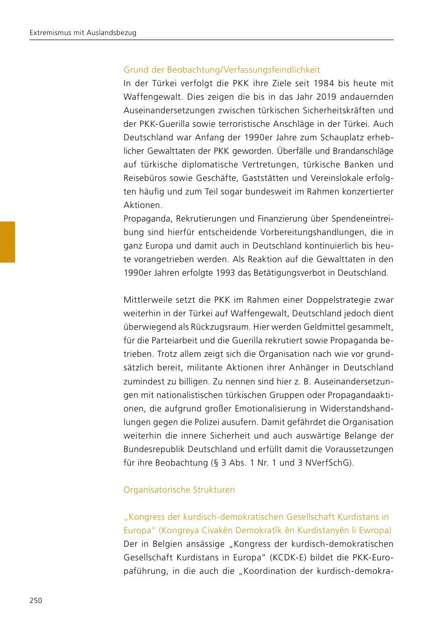 Seite 252 des Verfassungsschutzbericht 2019 Niedersachsen