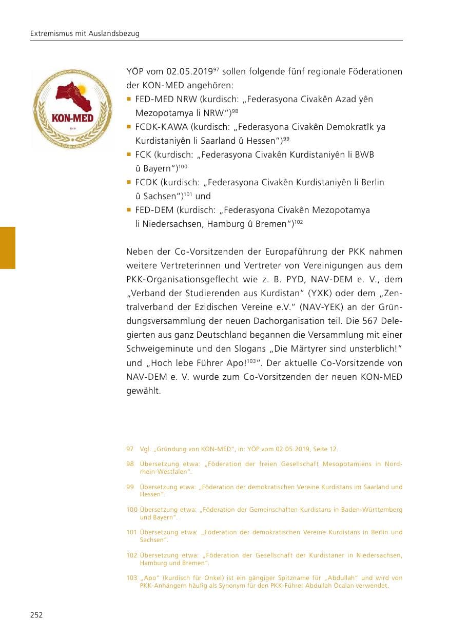 Seite 254 des Verfassungsschutzbericht 2019 Niedersachsen