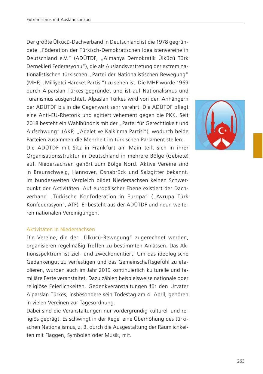 Seite 265 des Verfassungsschutzbericht 2019 Niedersachsen