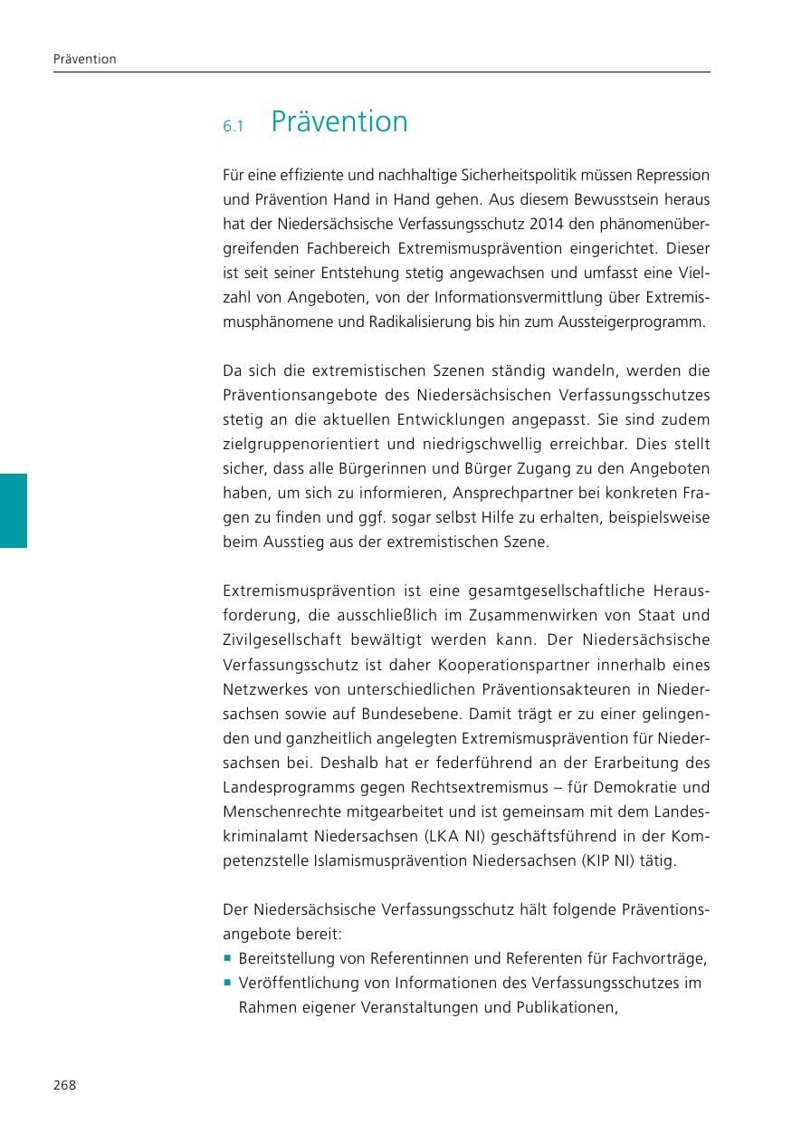 Seite 270 des Verfassungsschutzbericht 2019 Niedersachsen