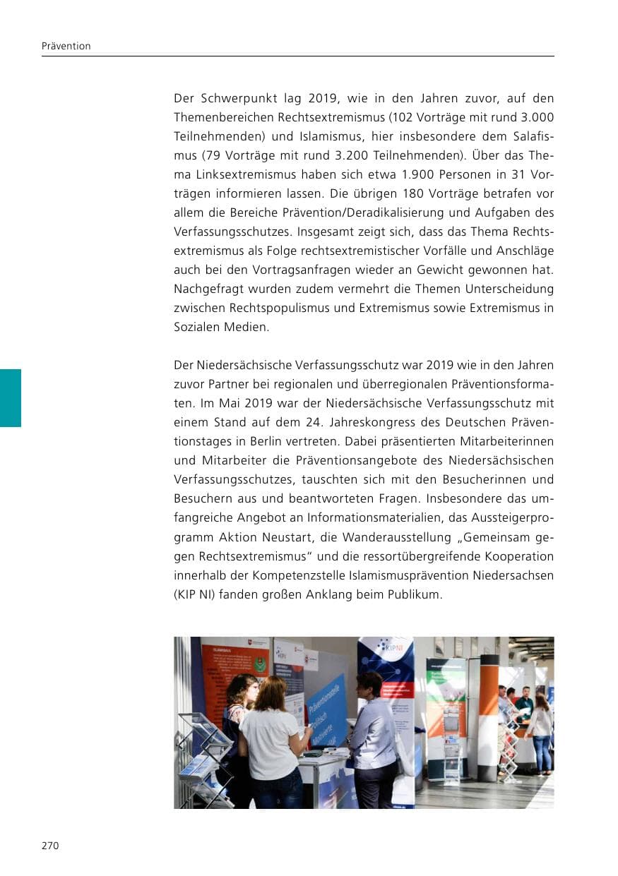 Seite 272 des Verfassungsschutzbericht 2019 Niedersachsen