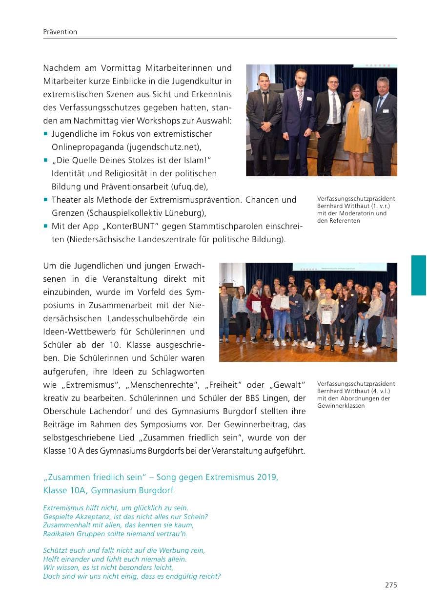 Seite 277 des Verfassungsschutzbericht 2019 Niedersachsen
