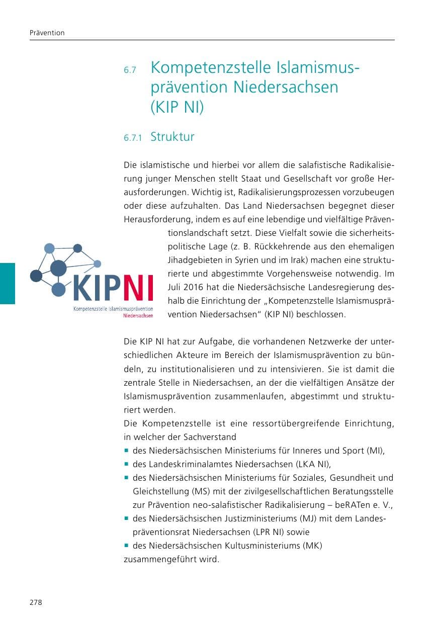 Seite 280 des Verfassungsschutzbericht 2019 Niedersachsen