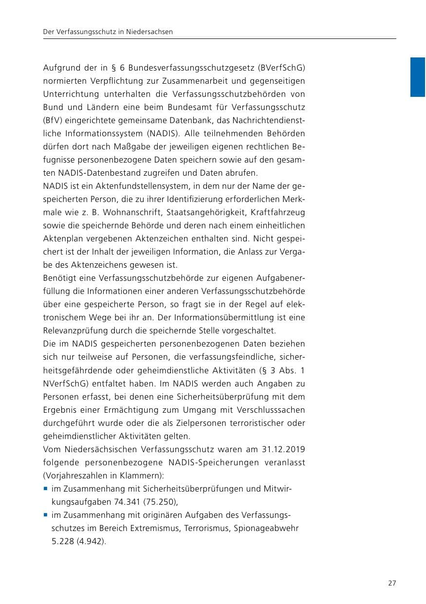 Seite 29 des Verfassungsschutzbericht 2019 Niedersachsen