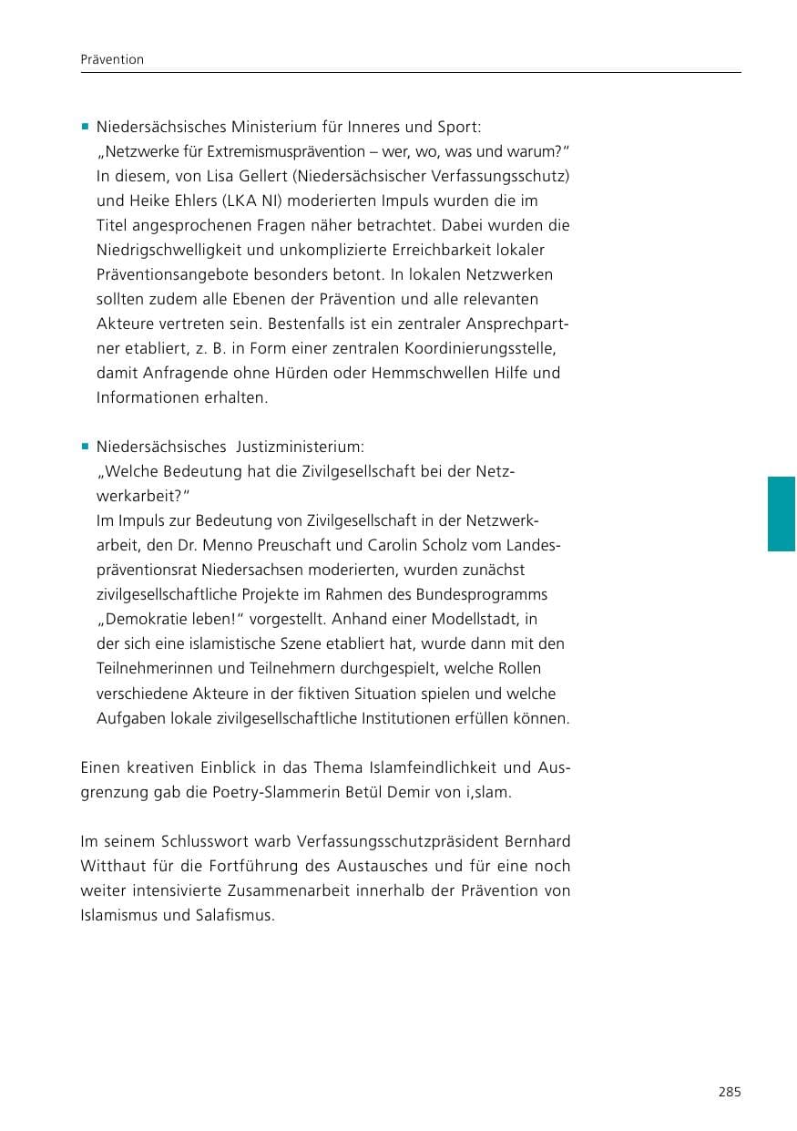 Seite 287 des Verfassungsschutzbericht 2019 Niedersachsen