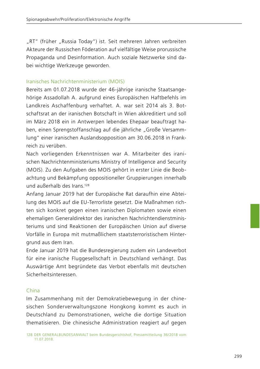 Seite 301 des Verfassungsschutzbericht 2019 Niedersachsen