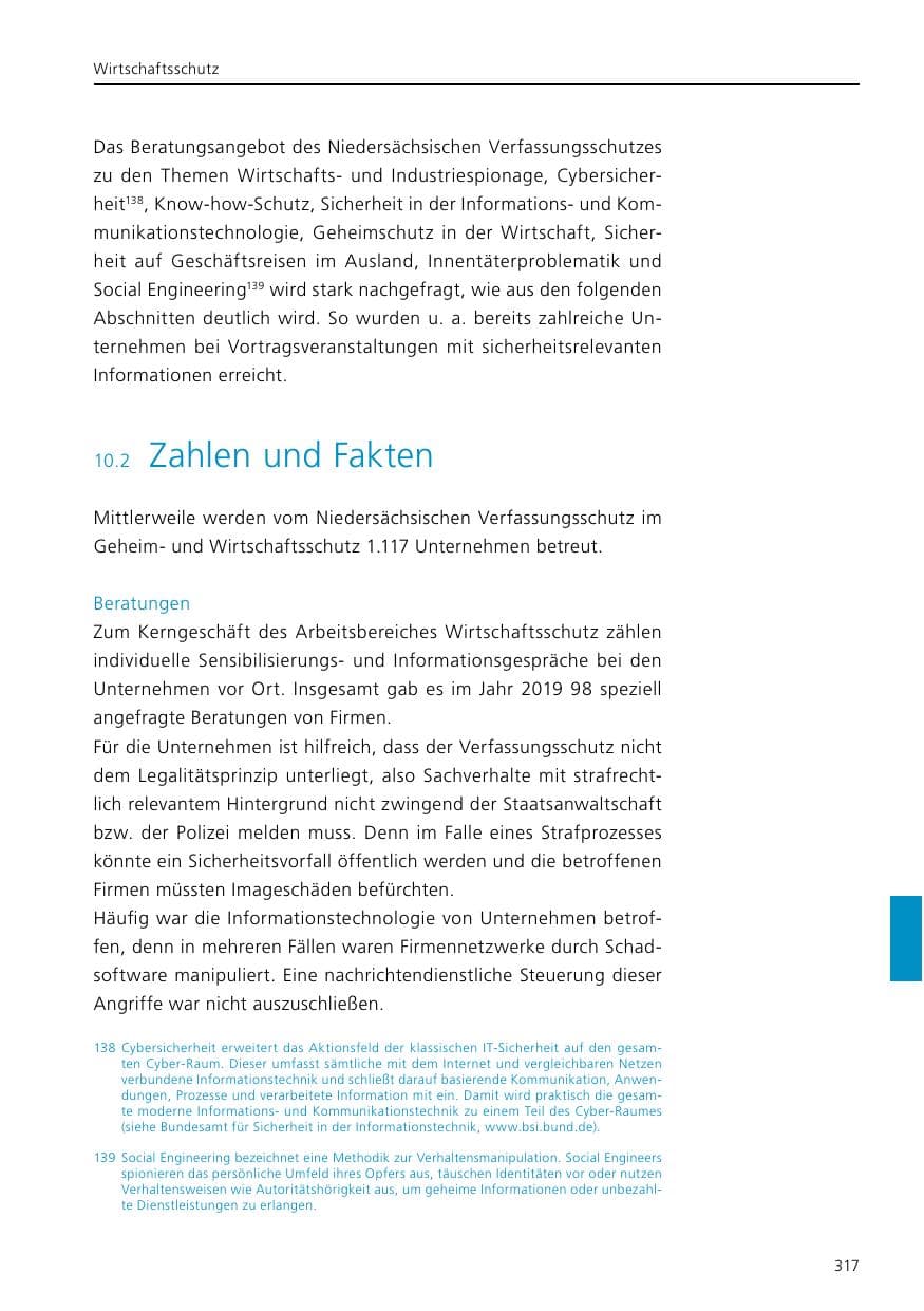 Seite 319 des Verfassungsschutzbericht 2019 Niedersachsen