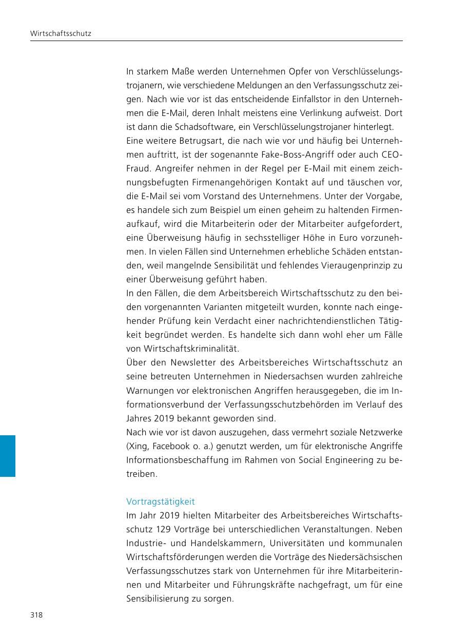 Seite 320 des Verfassungsschutzbericht 2019 Niedersachsen