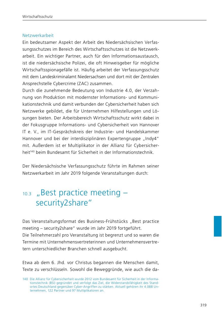 Seite 321 des Verfassungsschutzbericht 2019 Niedersachsen
