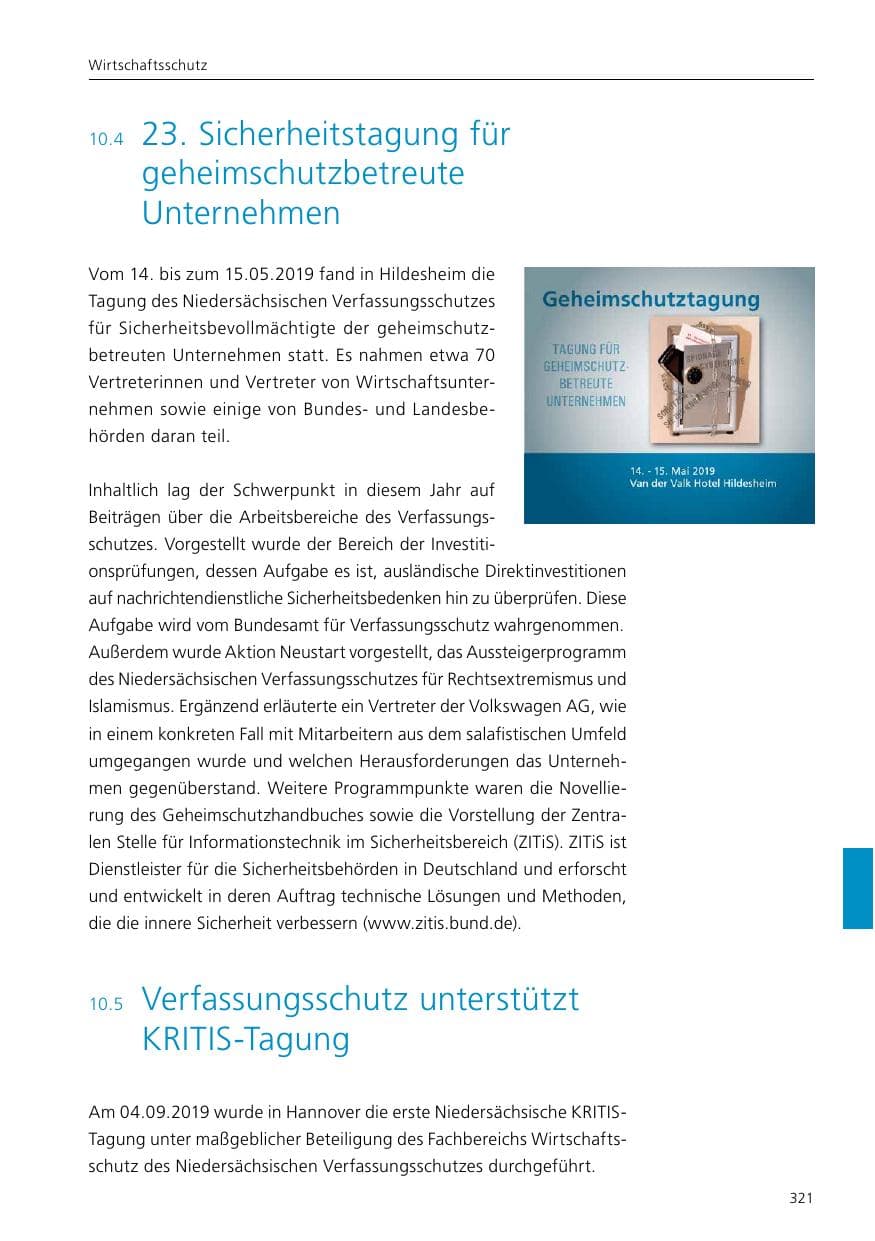 Seite 323 des Verfassungsschutzbericht 2019 Niedersachsen