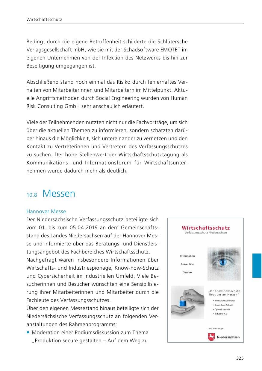 Seite 327 des Verfassungsschutzbericht 2019 Niedersachsen