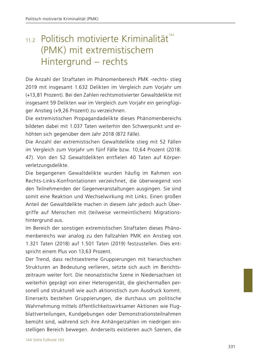 Seite 333 des Verfassungsschutzbericht 2019 Niedersachsen
