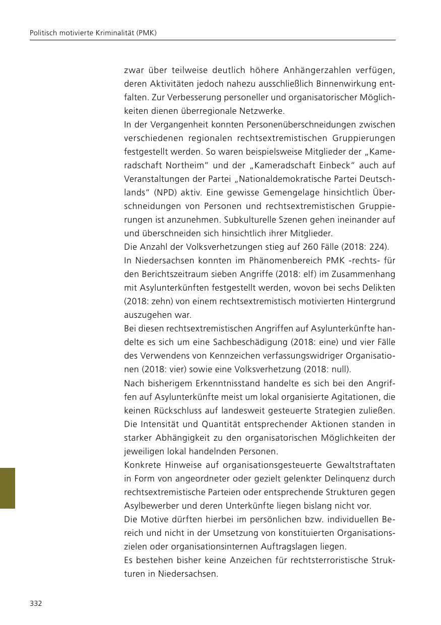 Seite 334 des Verfassungsschutzbericht 2019 Niedersachsen