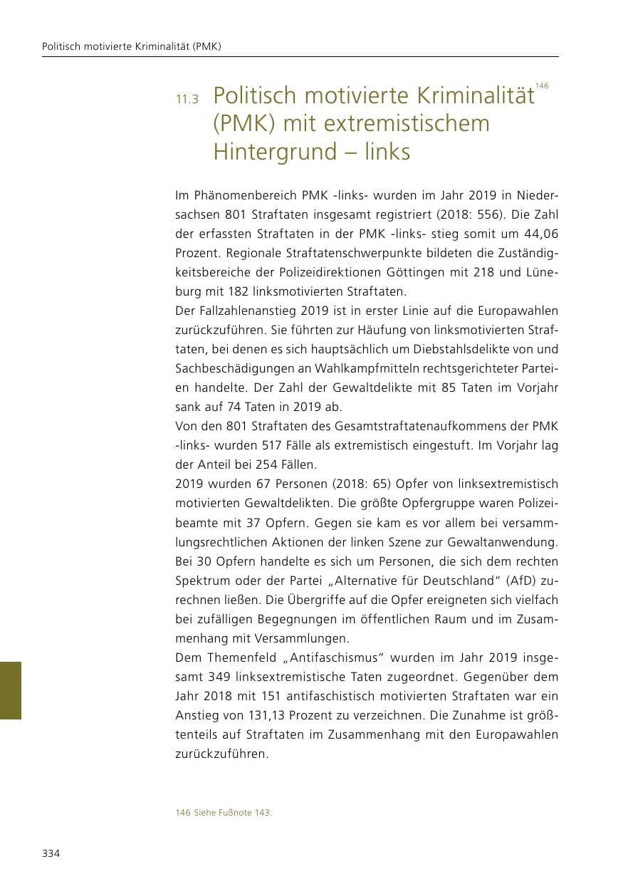 Seite 336 des Verfassungsschutzbericht 2019 Niedersachsen