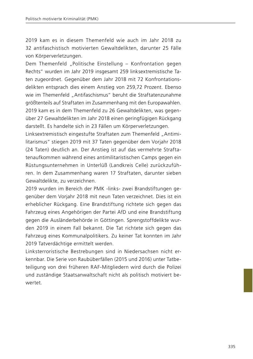 Seite 337 des Verfassungsschutzbericht 2019 Niedersachsen