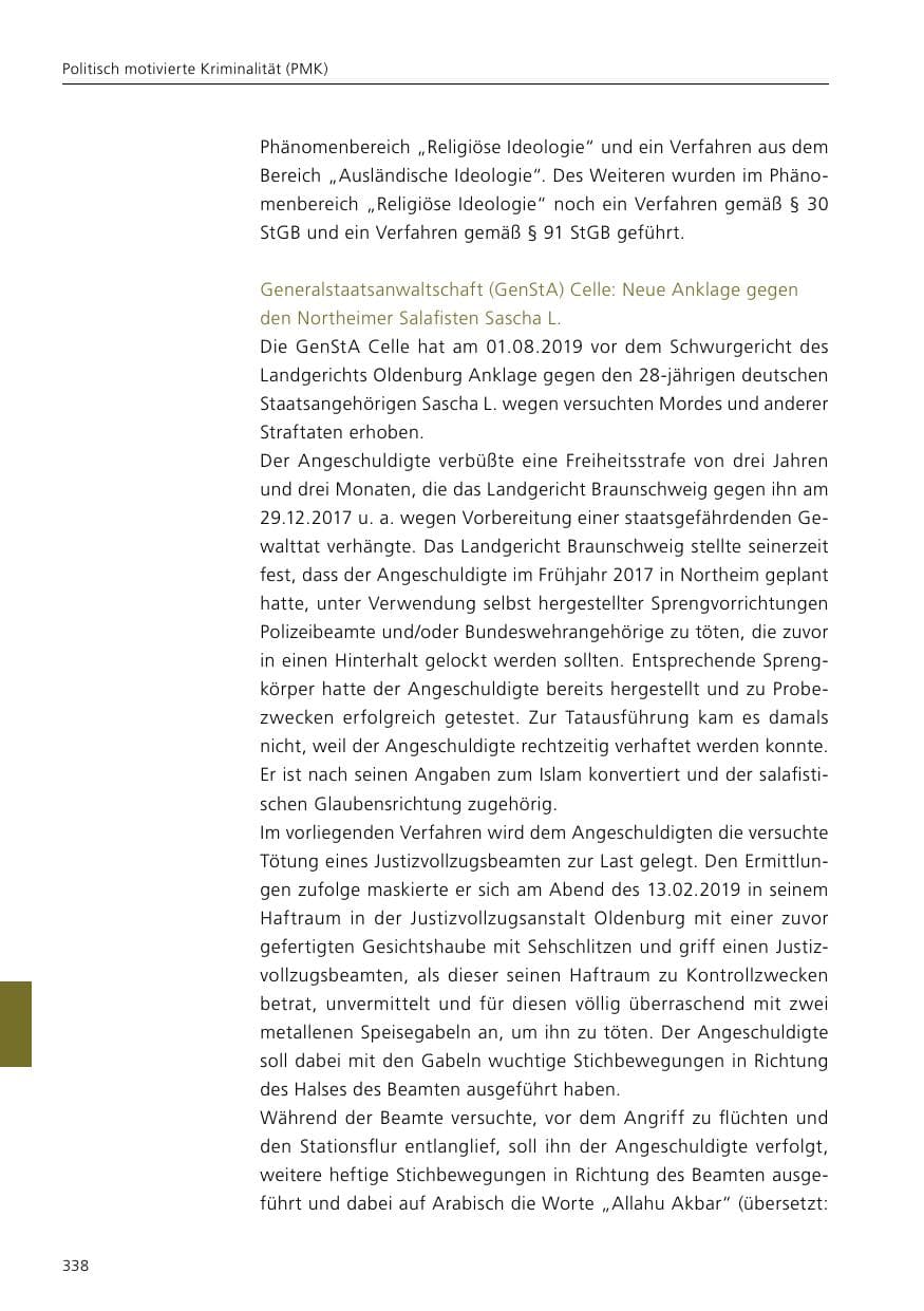 Seite 340 des Verfassungsschutzbericht 2019 Niedersachsen