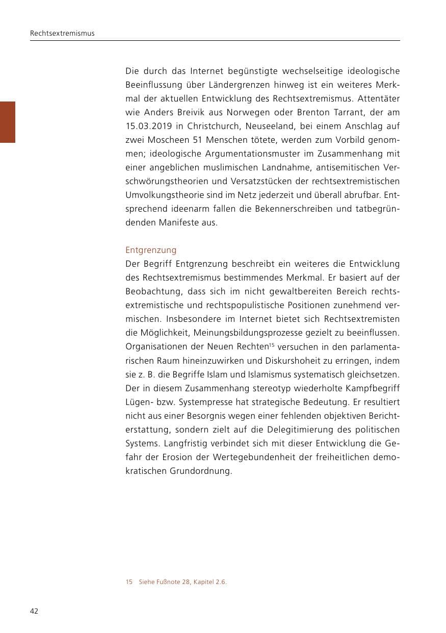 Seite 44 des Verfassungsschutzbericht 2019 Niedersachsen