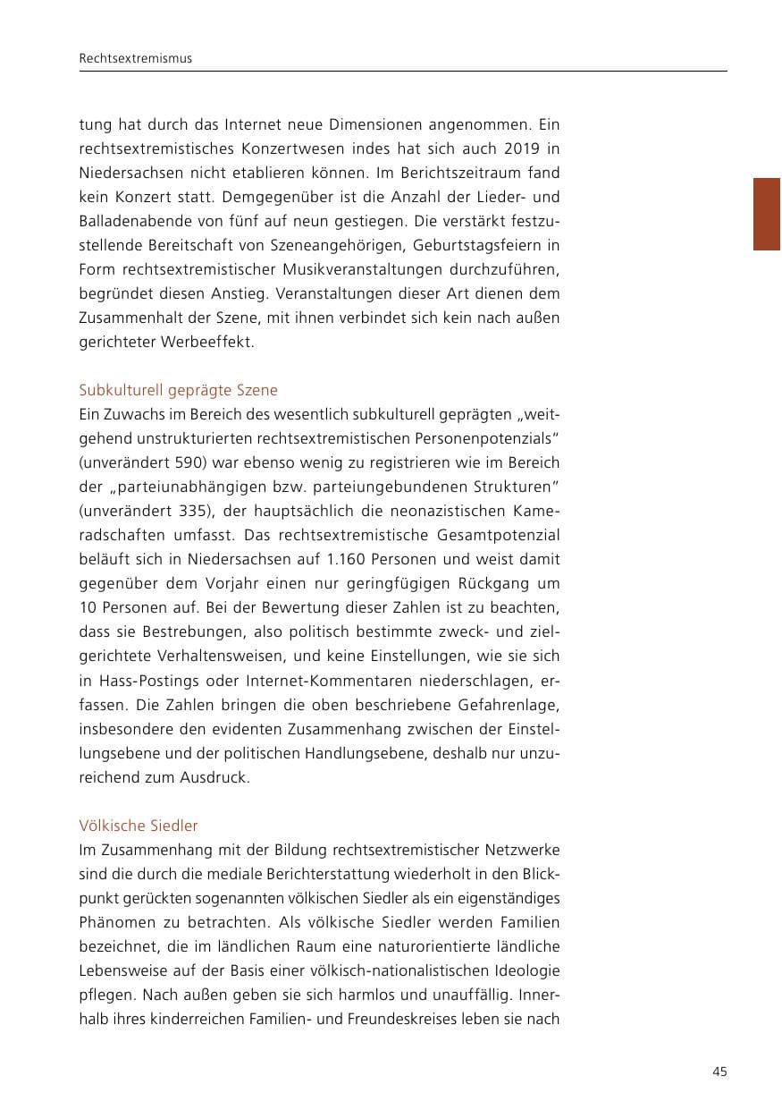 Seite 47 des Verfassungsschutzbericht 2019 Niedersachsen