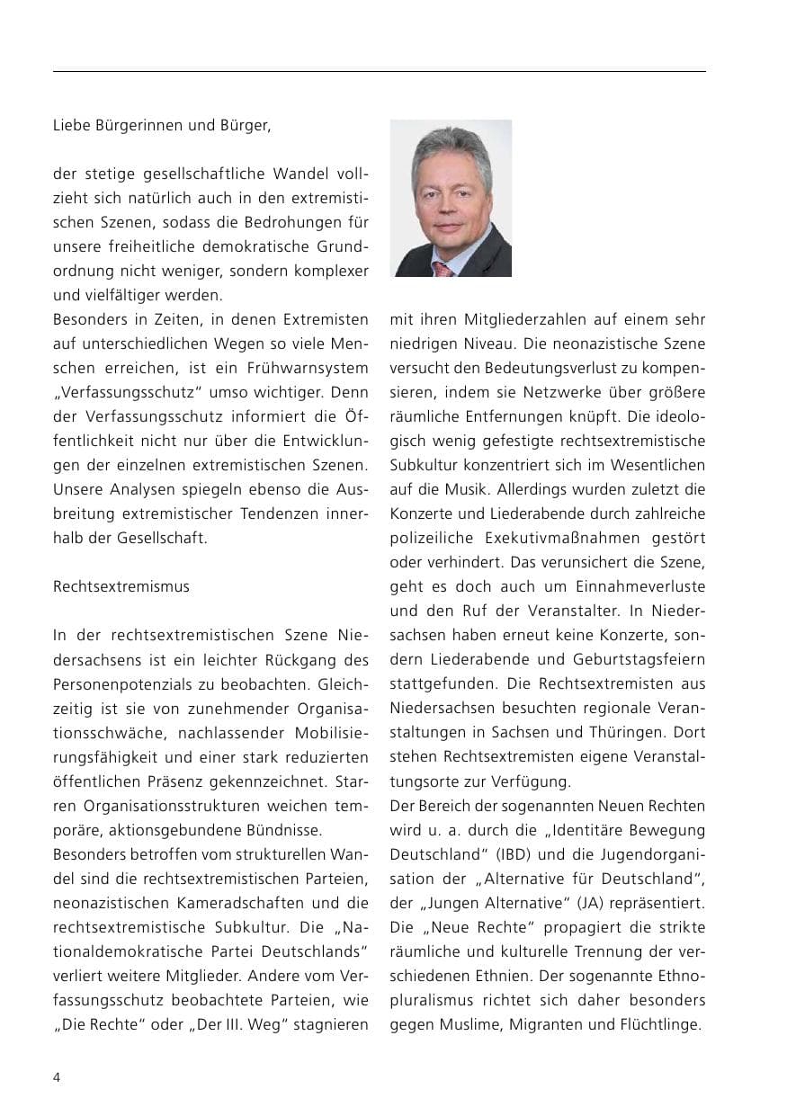 Seite 6 des Verfassungsschutzbericht 2019 Niedersachsen