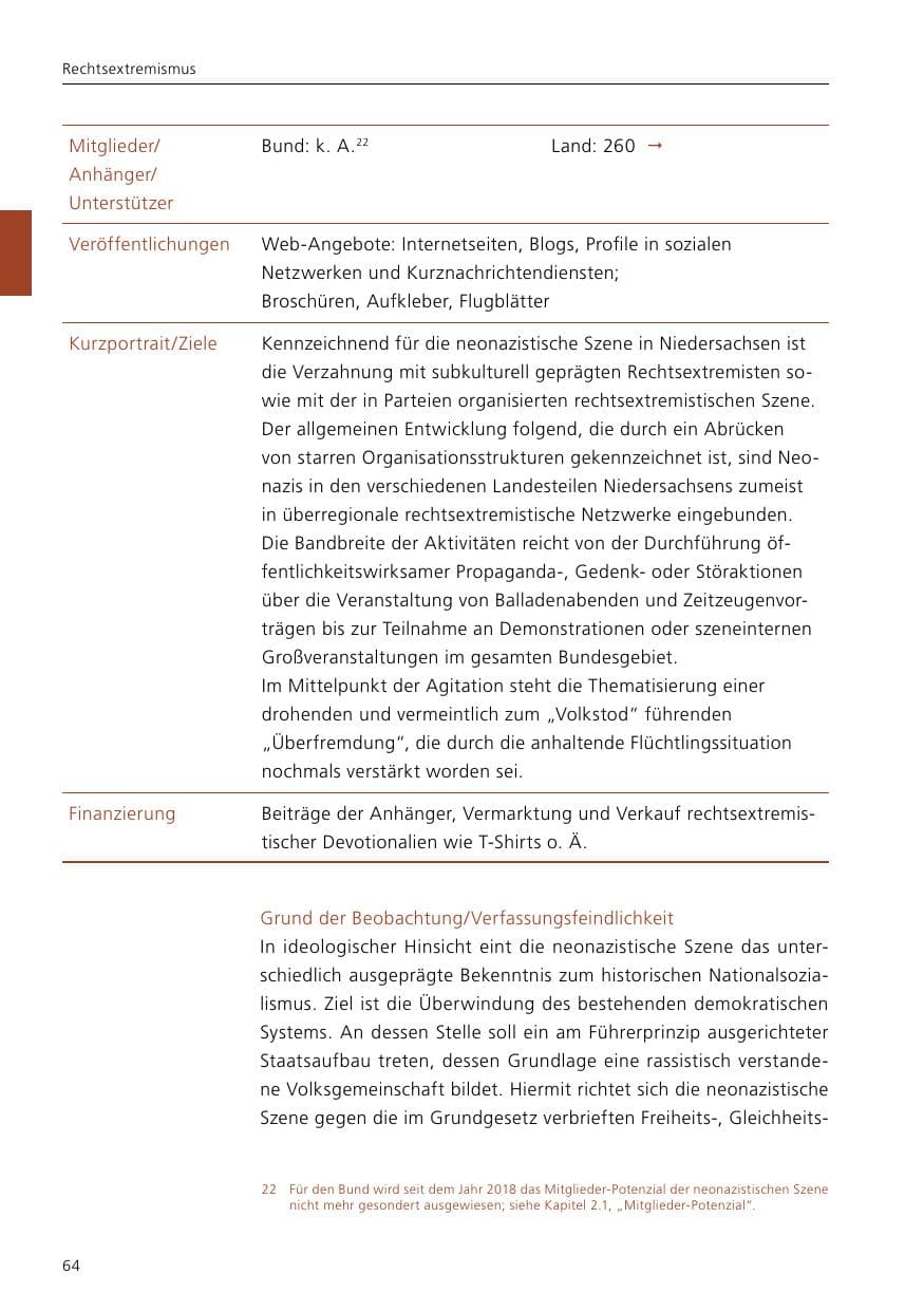 Seite 66 des Verfassungsschutzbericht 2019 Niedersachsen
