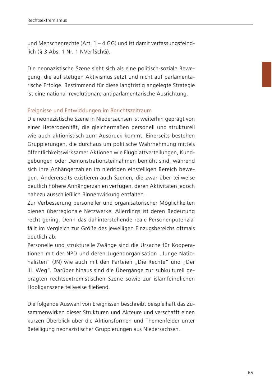Seite 67 des Verfassungsschutzbericht 2019 Niedersachsen