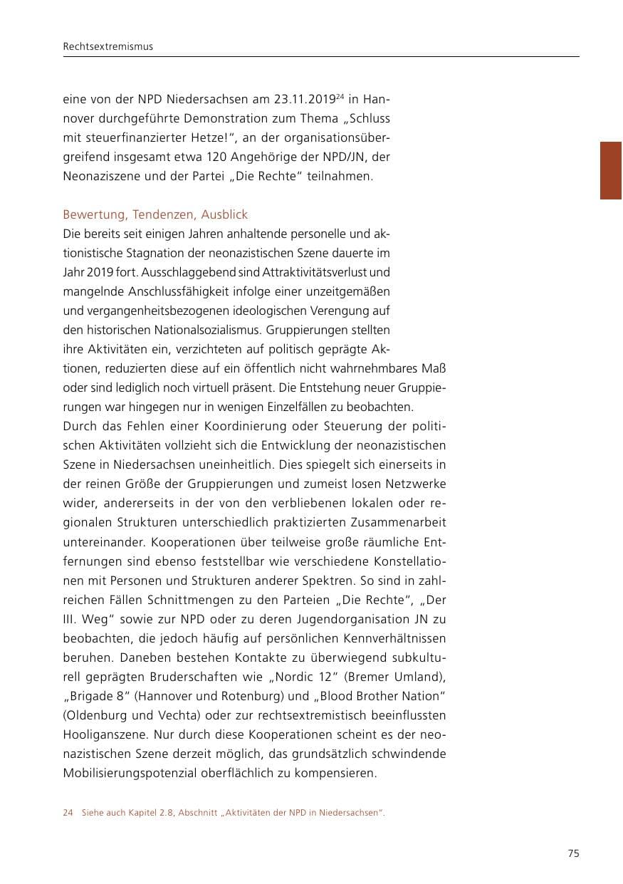 Seite 77 des Verfassungsschutzbericht 2019 Niedersachsen