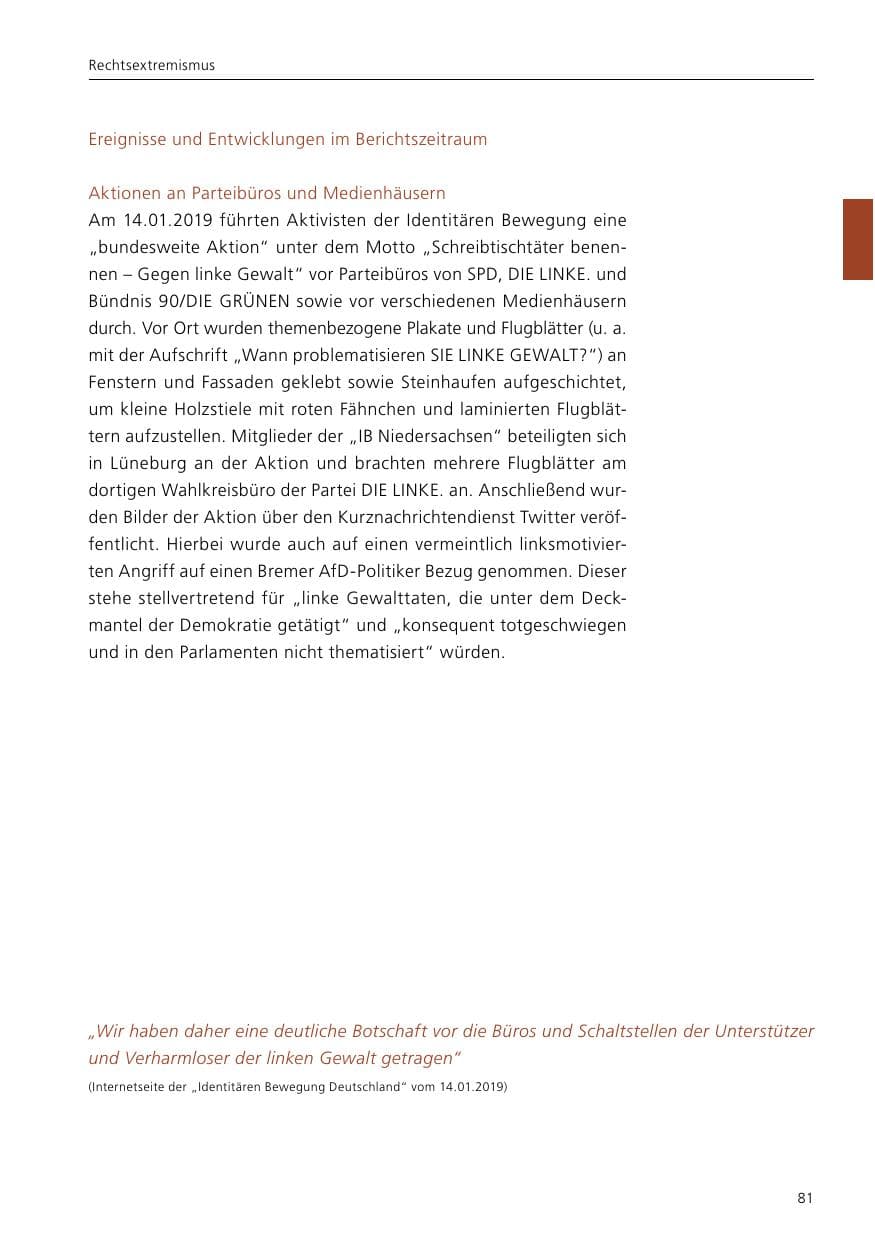 Seite 83 des Verfassungsschutzbericht 2019 Niedersachsen