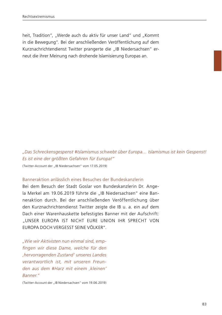 Seite 85 des Verfassungsschutzbericht 2019 Niedersachsen