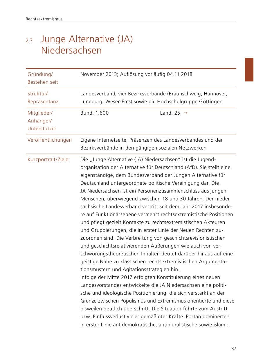 Seite 89 des Verfassungsschutzbericht 2019 Niedersachsen