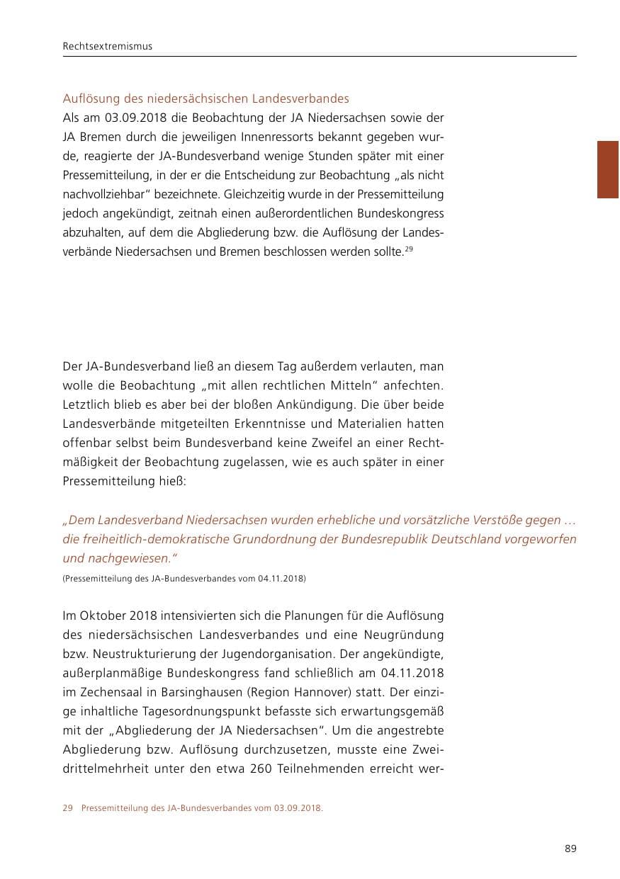 Seite 91 des Verfassungsschutzbericht 2019 Niedersachsen