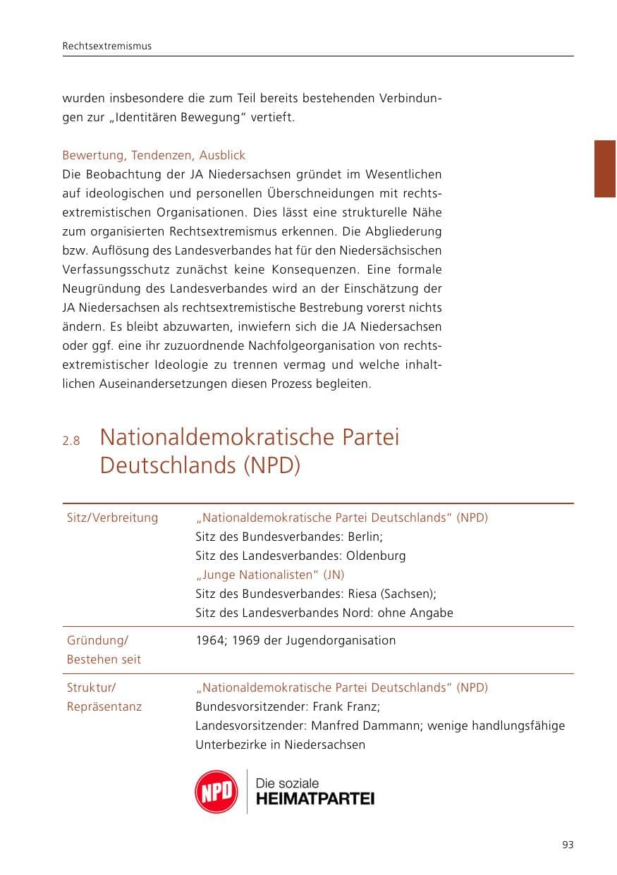 Seite 95 des Verfassungsschutzbericht 2019 Niedersachsen